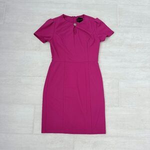 Stella & Julie Sheath Dress Fuscia Pink 6 Midi Dress Short Sleeve Embellished